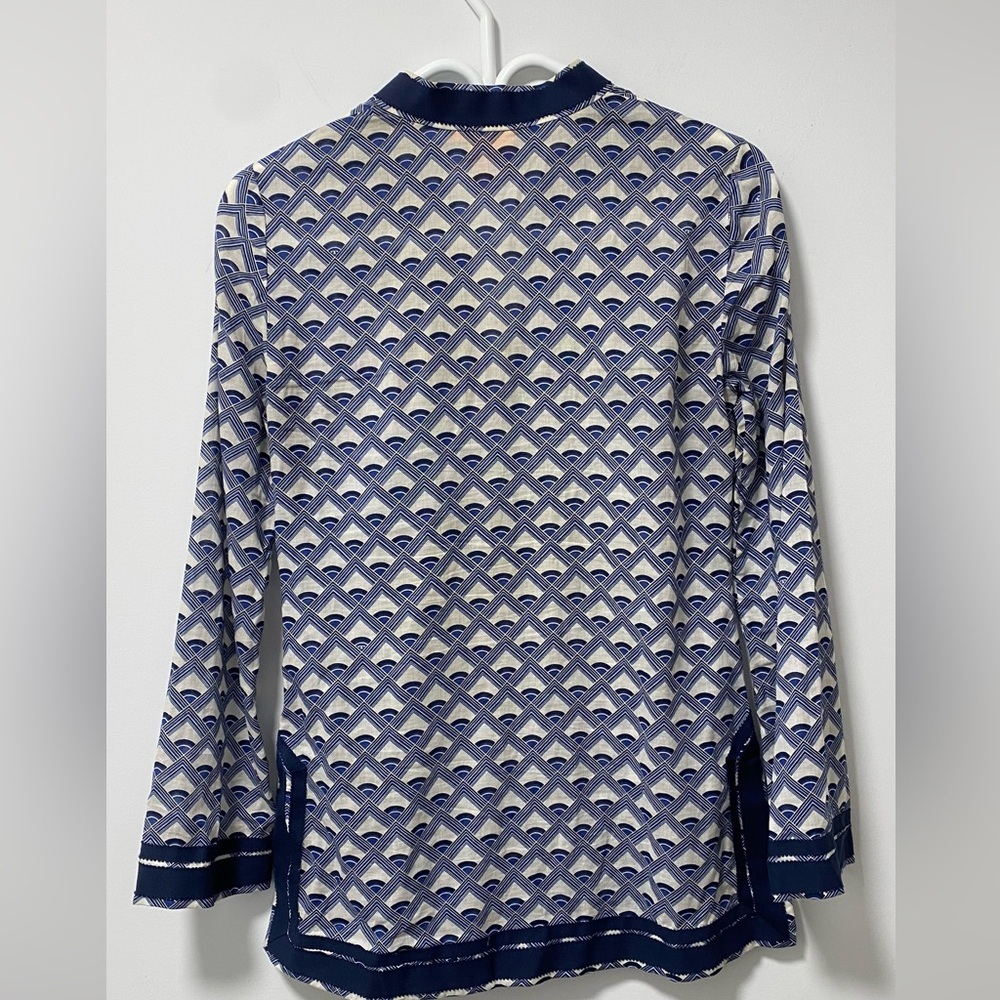 Tory Burch Navy and White Printed Tunic Top - Picture 3 of 8